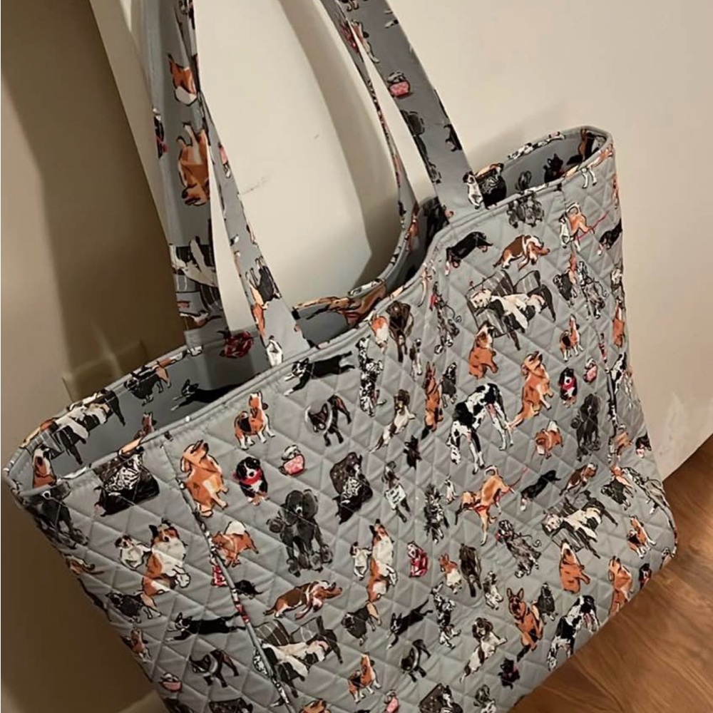 Vera Bradley Dog Print Tote Bag - Gray/plus luggage tags